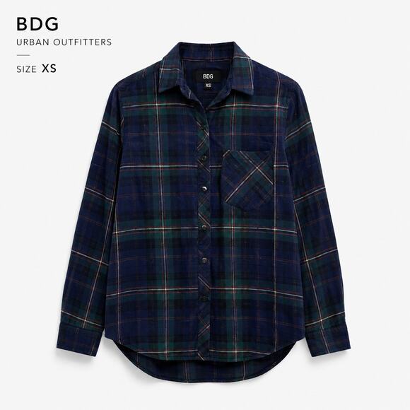 BDG Tops - BDG Urban Outfitters Plaid Flannel Shirt XS Blue Green Button Front Cotton